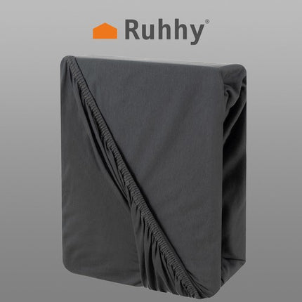 Ruhhy Hoeslaken - 180 x 200 cm - Katoen Jersey - Grijs