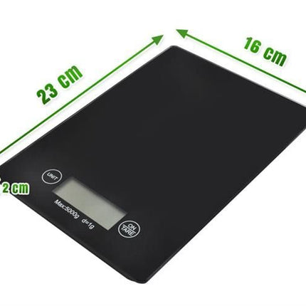 Platte Elektronische Keukenweegschaal - 5 kg - 1g Nauwkeurig - Glas