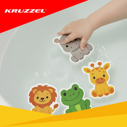 Kruzzel Schuimrubberen Badstickers - Dieren - 12-Delig - Met Netje