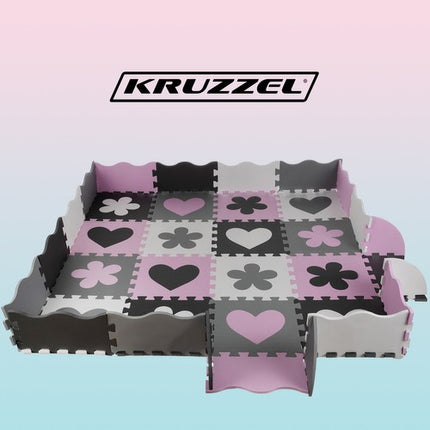 Kruzzel Foam Puzzelmat - 16-delig - 30x30 cm - Inclusief Opberghoes