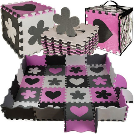 Kruzzel Foam Puzzelmat - 16-delig - 30x30 cm - Inclusief Opberghoes