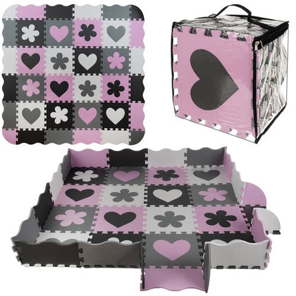 Kruzzel Foam Puzzelmat - 16-delig - 30x30 cm - Inclusief Opberghoes