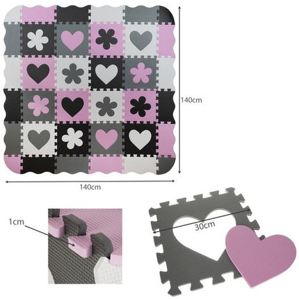 Kruzzel Foam Puzzelmat - 16-delig - 30x30 cm - Inclusief Opberghoes