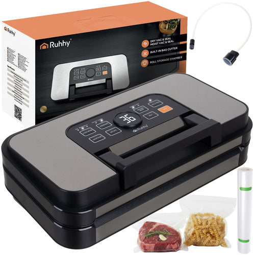 Ruhhy 24757 Vacumeermachine - 125W - 95 kPa - Met Snijder en Rol - Zwart