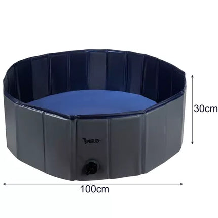 Purlov Opvouwbaar Hondenbad - 100 x 30 cm - Blauw/Grijs - 230 Liter