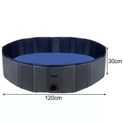 Purlov Opvouwbaar Hondenzwembad - 120 x 30 cm - 300 Liter - Blauw/Grijs