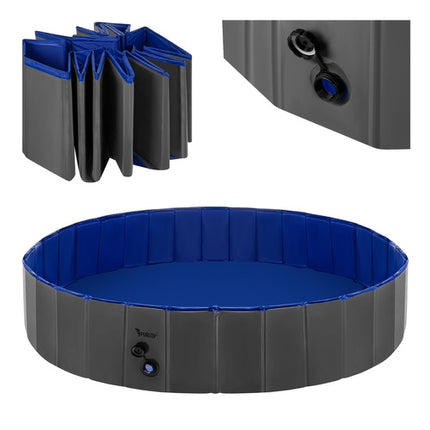 Purlov Opvouwbaar Hondenzwembad / Speeltuin - 160 x 30 cm - 600 Liter - Blauw/Grijs