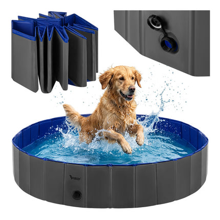Purlov Opvouwbaar Hondenzwembad / Speeltuin - 160 x 30 cm - 600 Liter - Blauw/Grijs