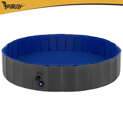 Purlov Opvouwbaar Hondenzwembad / Speeltuin - 160 x 30 cm - 600 Liter - Blauw/Grijs