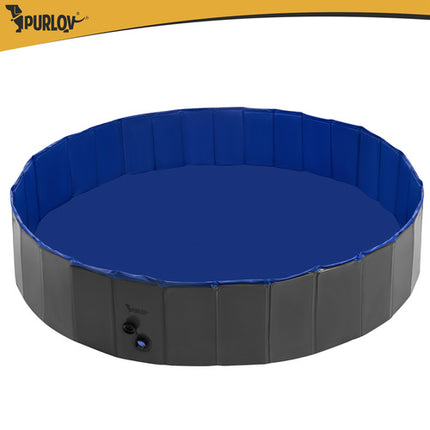 Purlov Opvouwbaar Hondenzwembad / Speeltuin - 160 x 30 cm - 600 Liter - Blauw/Grijs