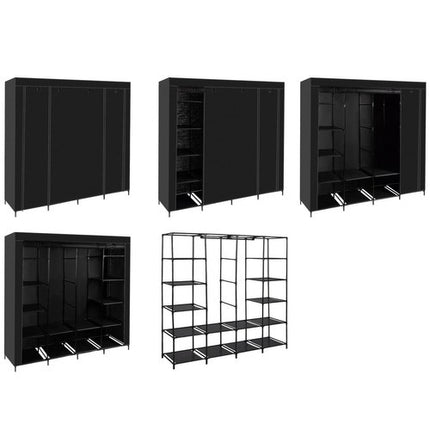 Ruhhy Opvouwbare Stoffen Kledingkast - XXL - 170x170 cm - Zwart