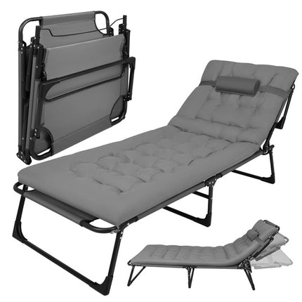 Trizand Opvouwbaar Tuinbed - 192 x 68 x 28 cm - 3-in-1 - Grijs