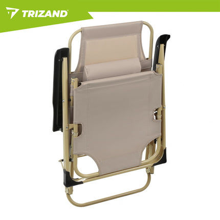 Trizand Opvouwbare Tuinligstoel - 60 x 177 x 30 cm - Beige - Inclusief Kussen