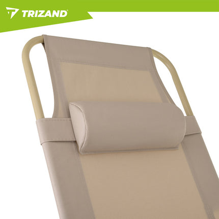 Trizand Opvouwbare Tuinligstoel - 60 x 177 x 30 cm - Beige - Inclusief Kussen