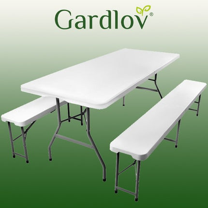 Gardlov Opvouwbare Tuinset - 180 cm - 1 Tafel en 2 Banken - Grijs