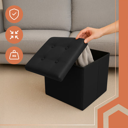 Poef met Opbergruimte – 39L – Zwart
