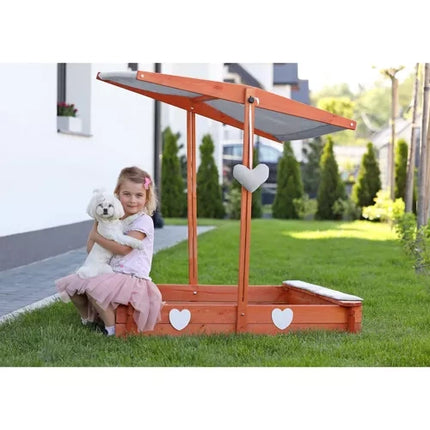 Iso Trade Opvouwbare Zandbak met Dak - 118 x 118 cm - Geïmpregneerd