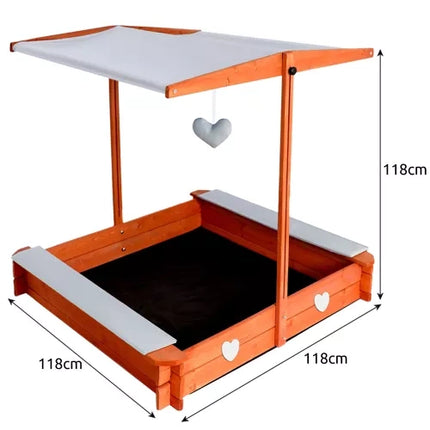 Iso Trade Opvouwbare Zandbak met Dak - 118 x 118 cm - Geïmpregneerd