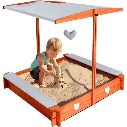 Iso Trade Opvouwbare Zandbak met Dak - 118 x 118 cm - Geïmpregneerd