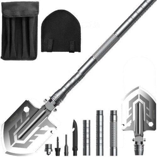 Trizand Opvouwbare Schep 16-in-1 - Multifunctionele Sapper - Zilver/Blauw