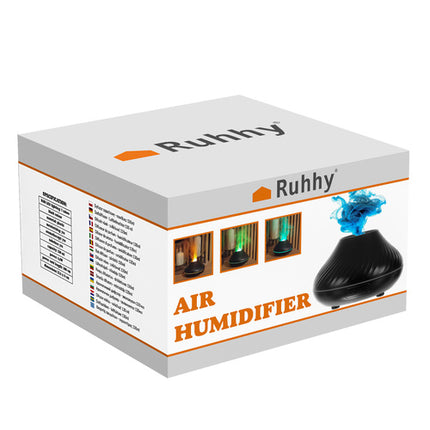 Ruhhy Aroma Diffuser & Luchtbevochtiger - 130ml - Met Vlam-effect - Zwart