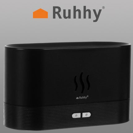 Ruhhy Aroma Diffuser & Luchtbevochtiger - 180ml - Met Vlam-effect - Zwart