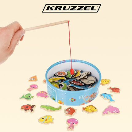 Kruzzel Magnetisch Visspel - 25 Delig - Educatief Houten Speelgoed