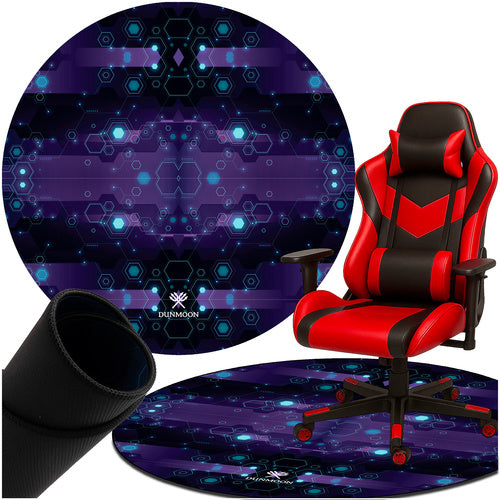Dunmoon Gaming Mat - Rond - 120 cm - Beschermmat voor Bureaustoel - Zwart
