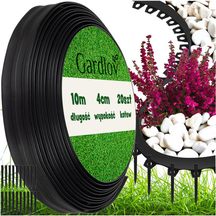 Gardlov Tuinrand - 4 cm x 10 m - Inclusief 20 Haringen - Zwart