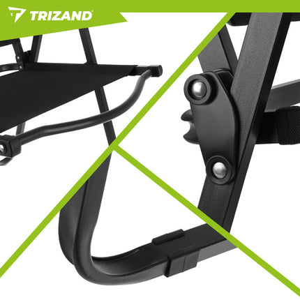 Trizand Opvouwbare Tuinstoel - 75,5 x 58,5 cm - Zwart - Met Houten Armleuningen
