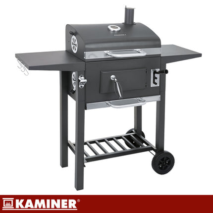Kaminer Houtskoolbarbecue - Met Deksel en Thermometer - 110 x 105 x 50 cm - Zwart