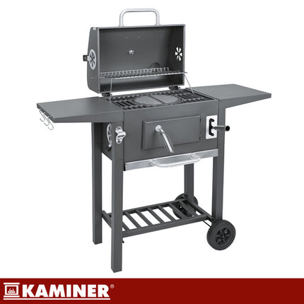 Kaminer Houtskoolbarbecue - Met Deksel en Thermometer - 110 x 105 x 50 cm - Zwart