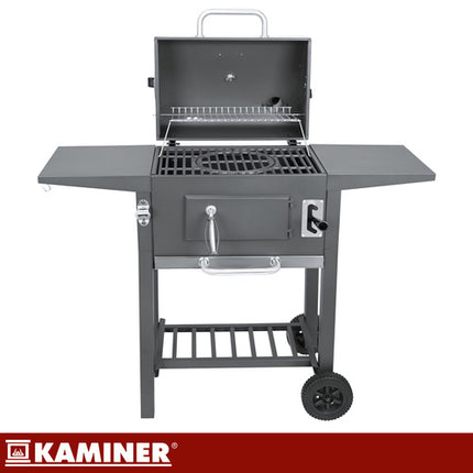 Kaminer Houtskoolbarbecue - Met Deksel en Thermometer - 110 x 105 x 50 cm - Zwart