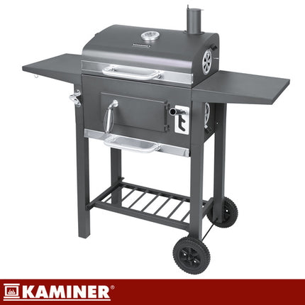 Kaminer Houtskoolbarbecue - Met Deksel en Thermometer - 110 x 105 x 50 cm - Zwart
