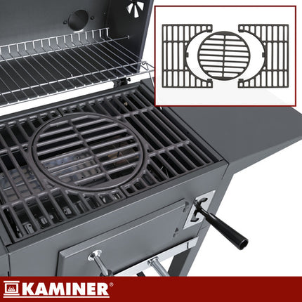 Kaminer Houtskoolbarbecue - Met Deksel en Thermometer - 110 x 105 x 50 cm - Zwart
