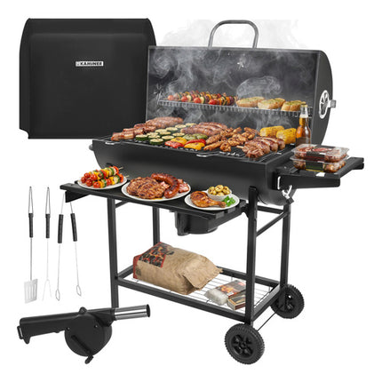 Kaminer Houtskoolbarbecue - Met Deksel en Thermometer - 108 x 67 x 96 cm - Zwart