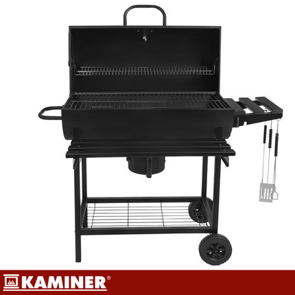 Kaminer Houtskoolbarbecue - Met Deksel en Thermometer - 108 x 67 x 96 cm - Zwart
