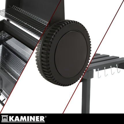 Kaminer Houtskoolbarbecue - Met Deksel en Thermometer - 116 x 120 x 55 cm - Zwart