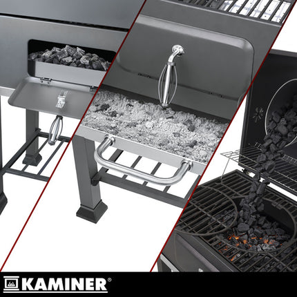 Kaminer Houtskoolbarbecue - Met Deksel en Thermometer - 116 x 120 x 55 cm - Zwart