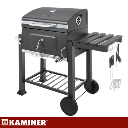 Kaminer Houtskoolbarbecue - Met Deksel en Thermometer - 116 x 120 x 55 cm - Zwart