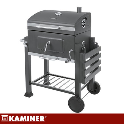 Kaminer Houtskoolbarbecue - Met Deksel en Thermometer - 116 x 120 x 55 cm - Zwart