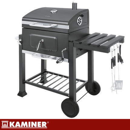 Kaminer Houtskoolbarbecue - Met Deksel en Thermometer - 116 x 120 x 55 cm - Zwart