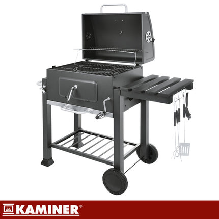 Kaminer Houtskoolbarbecue - Met Deksel en Thermometer - 116 x 120 x 55 cm - Zwart