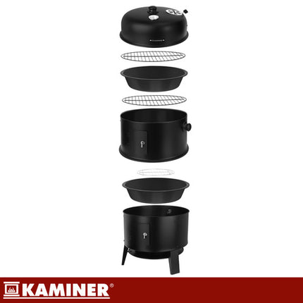 Kaminer 3-in-1 Houtskoolbarbecue - Rookoven - 80 x 48 x 42 cm - Zwart