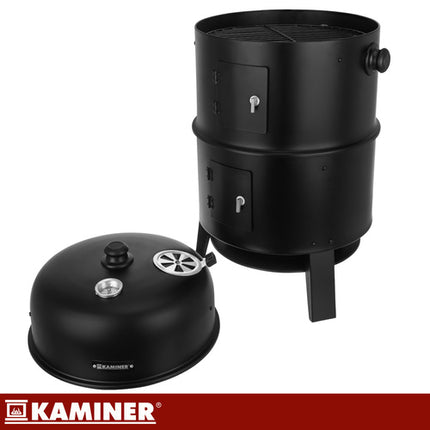 Kaminer 3-in-1 Houtskoolbarbecue - Rookoven - 80 x 48 x 42 cm - Zwart