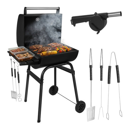 Kaminer Houtskoolbarbecue - Met Deksel en Thermometer - 82 x 51 x 117 cm - Zwart