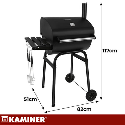 Kaminer Houtskoolbarbecue - Met Deksel en Thermometer - 82 x 51 x 117 cm - Zwart