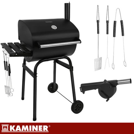 Kaminer Houtskoolbarbecue - Met Deksel en Thermometer - 82 x 51 x 117 cm - Zwart