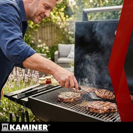 Kaminer Houtskoolbarbecue - Met Deksel en Thermometer - 82 x 51 x 117 cm - Zwart