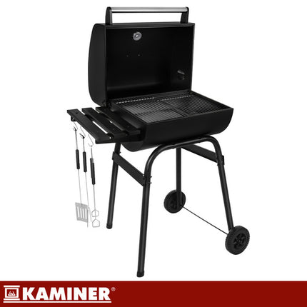 Kaminer Houtskoolbarbecue - Met Deksel en Thermometer - 82 x 51 x 117 cm - Zwart